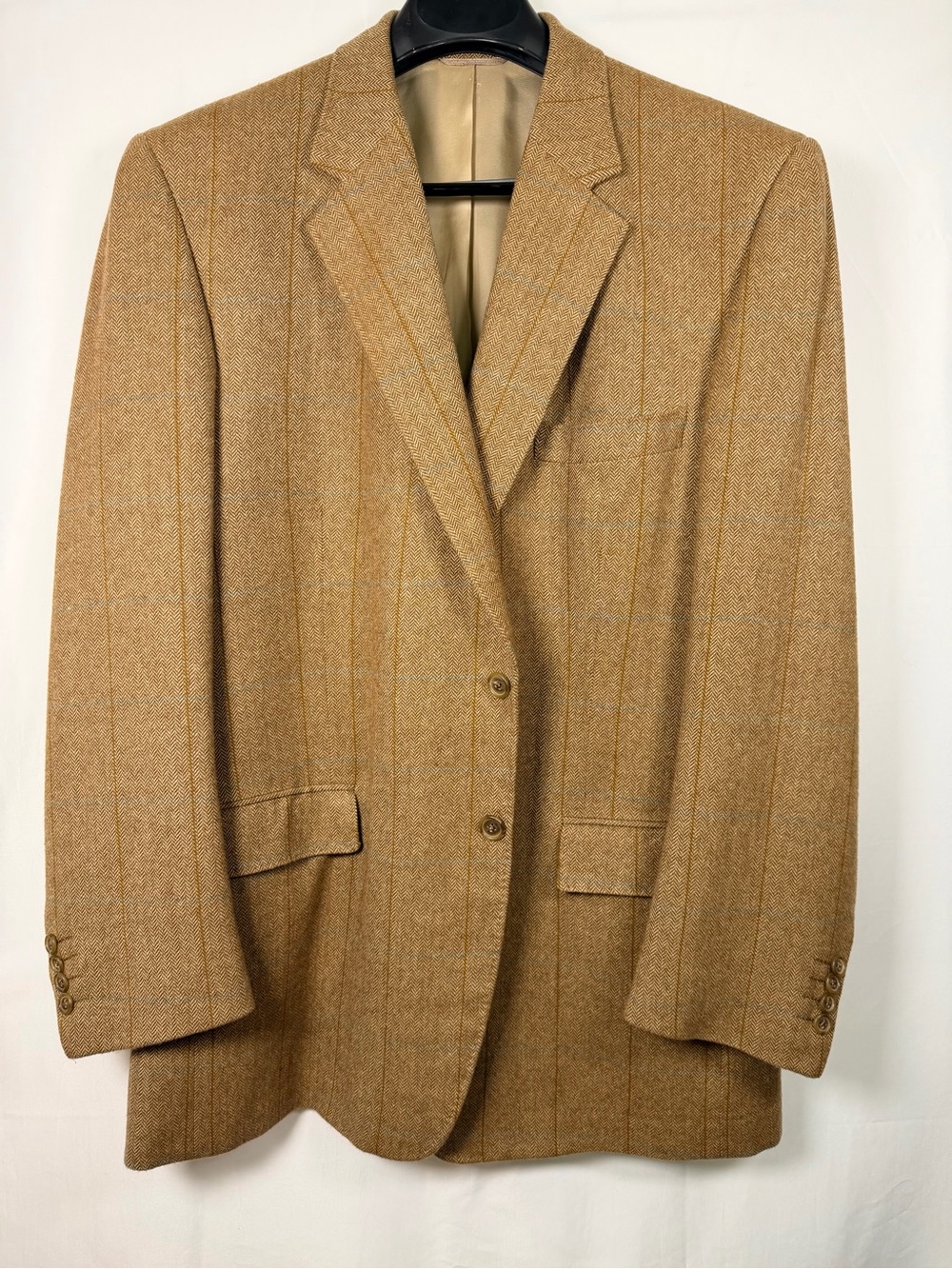 Custom Cashmere Herringbone Plaid Sport Coat 46L 2009